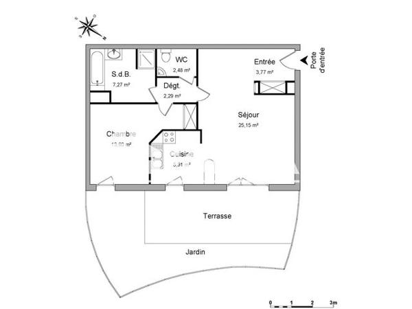 Location Appartement 2 pièces 60.47 m² - 9 RUE DES HEULINES Cergy 95000