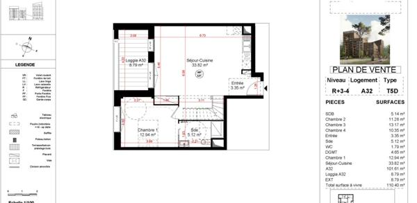 T5 Duplex dernier étage à vendre Quartier Belle Beille à ANGERS -Proche Livraison