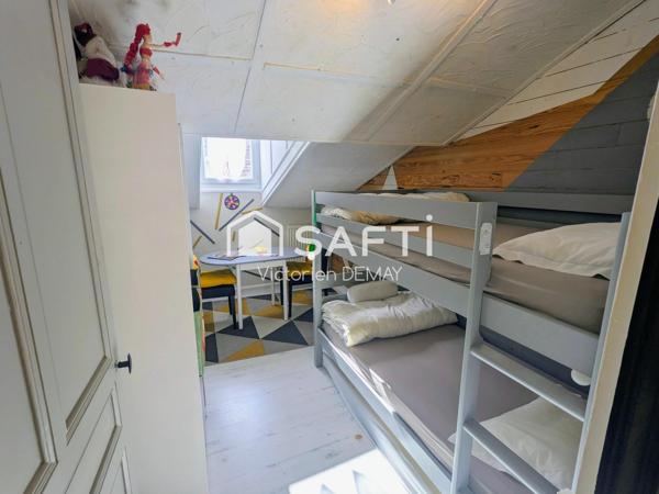 Maison en pierre 80 m², 2 ch., jardin + garage