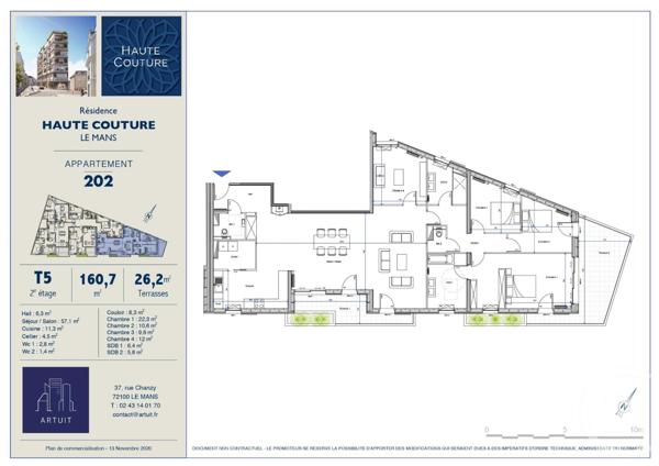 appartement à vendre  5 pièces - 160,70 m2 LE MANS - 72