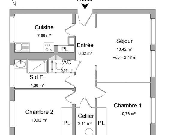 Location Appartement 3 pièces 56.69 m² - 7 RUE AUDRAN Beziers 34500