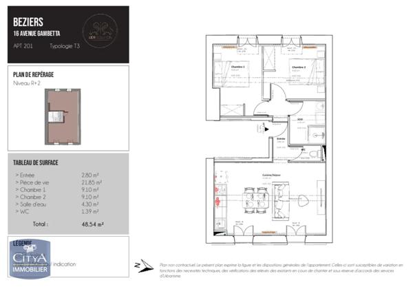 Appartement à louer 3 pièces 47.15m² Béziers (34500)