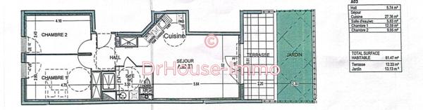 Appartement à vendre 3 pièces de 61 m²