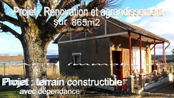 Projet habitation à rénover ou agrandir sur un beau terrain constructible 865 m2 avec 27m de façade.