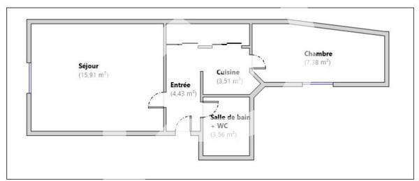 Appartement 1 pièce 34.79 m2
