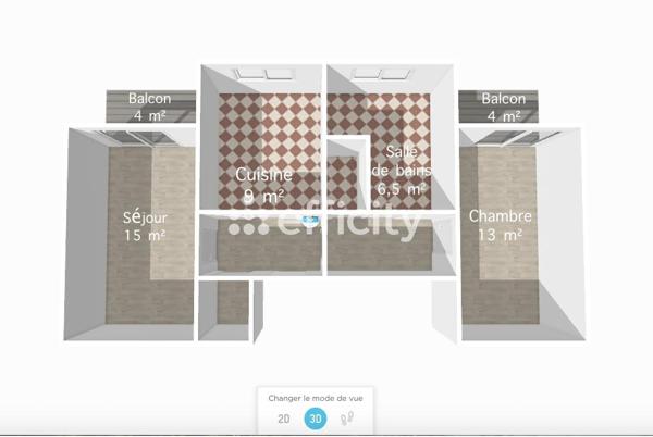 Appartement 2 pièces - 53 m²