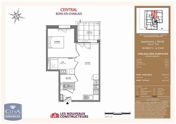 Appartement à louer 2 pièces 39.05m² Bons-en-Chablais (74890)
