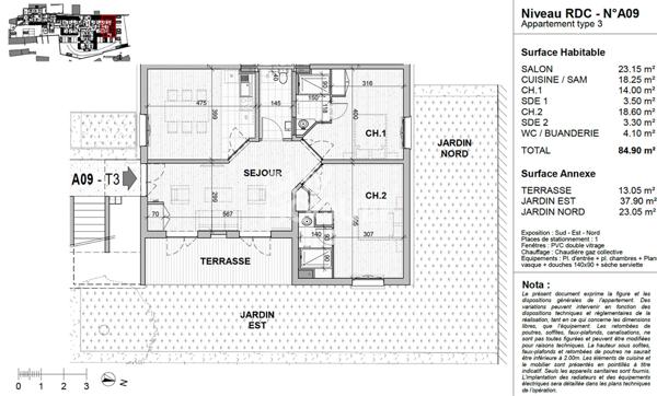 Appartement Vourles 3 pièce(s) 84.9 m2