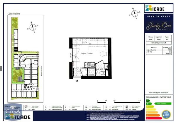 Appartement à louer 1 pièce 18.3m² La Rochelle (17000)
