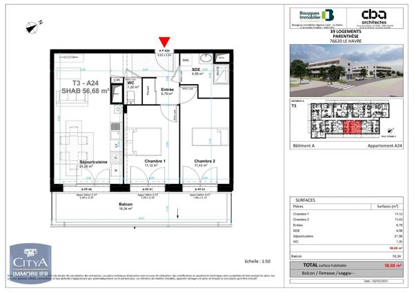 Appartement à louer 3 pièces 56.68m² Le Havre (76620)
