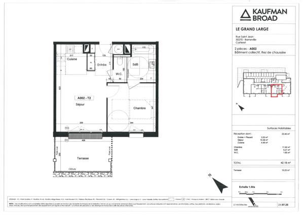 Appartement F2 à vendre  2 pièces - 42,18 m2 BARNEVILLE CARTERET - 50