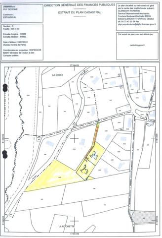 EXCLUSIVITE / Très beau terrain viabilisé 1170 m² /  63520 ESTANDEUIL