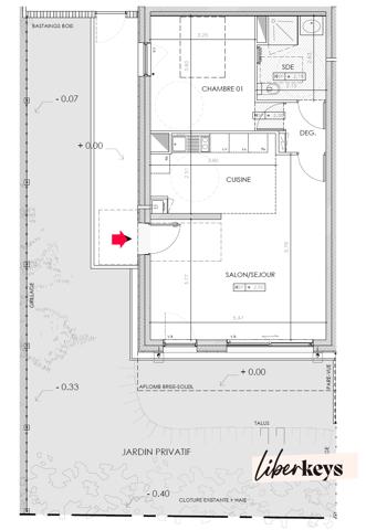 Appartement T2 centre ville Sautron avec jardin