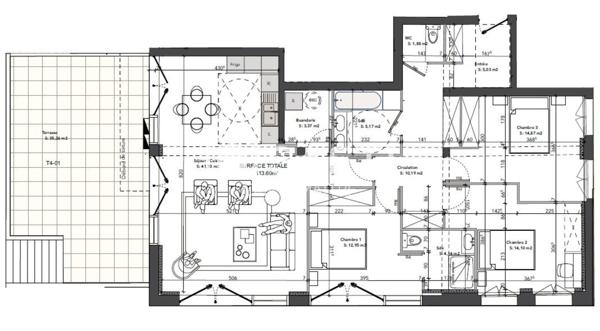 T4 en Rez de Jardin + cave + 2 places de parking