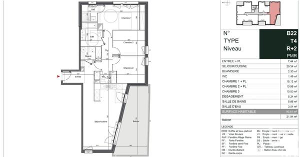 Appartement 4 pièces de 91 m² à Mérignac (33700)