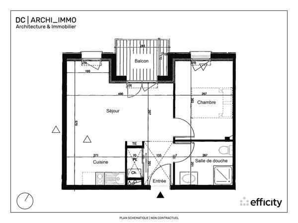 Appartement 2 pièces - 39 m² Exclusivité efficity