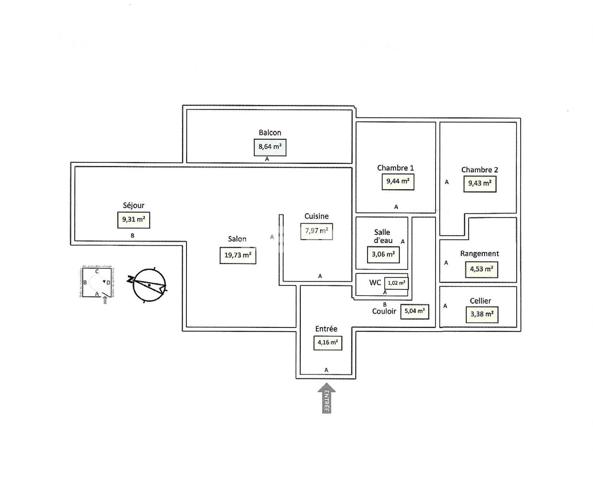 ORLEANS (45) – Quartier Madeleine – Résidence sécurisée - Appartement balcon 77 m² - 4 P. 2 chbres – cellier,