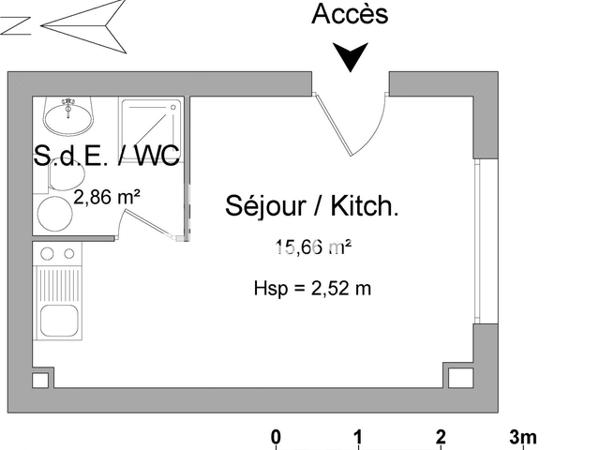 Location Studio 18.52 m² - 5 RUE EDOUARD HERRIOT Chateau-renault 37110
