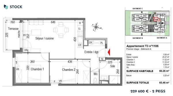 Appartement T3 Neuf dans résidence sécurisée, 2 parkings couverts