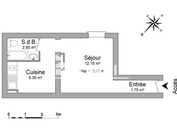 Location Studio 22 m² - 15 BIS RUE DE L'EPERON Pontoise 95300