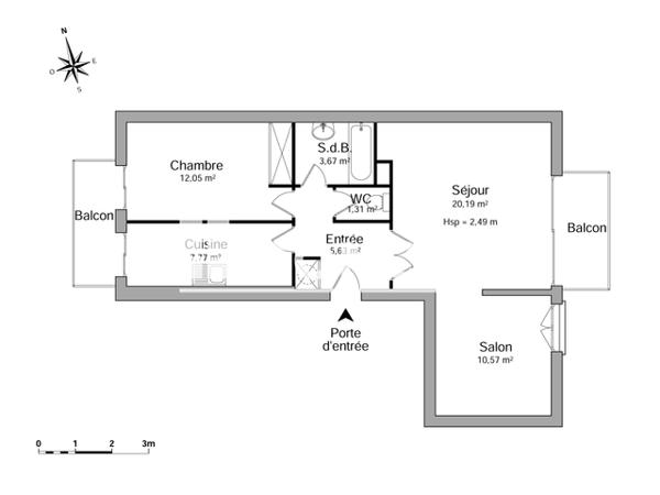 Location Appartement 3 pièces 61.19 m² - 52 QUAI ST LAURENT Orleans 45000