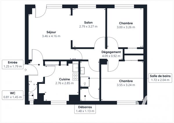 Location appartement 4 pièces 67,15 m² La Roche-sur-Yon