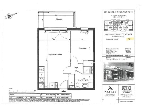 Location Appartement 2 pièces 42 m² - BAT B Saint Jean 31240
