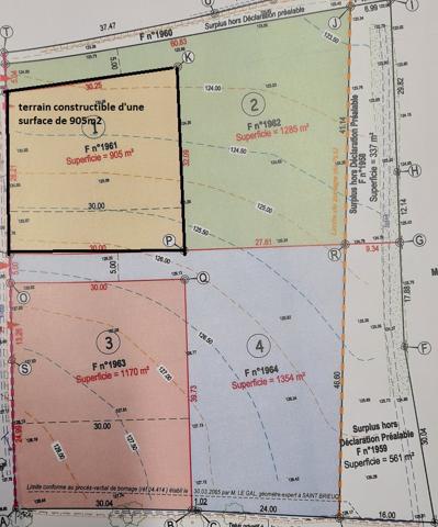 Plouagat (22170) terrain constructible de 905m2
