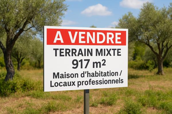 Roquevaire (13360) ROQUEVAIRE – Route du Stade – Terrain 917 m² – Idéal projet mixte habitation / professionnel