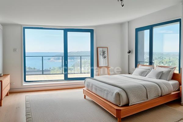 Département du Finistère (29) - À vendre : Crozon, centre-ville - Appartement penthouse T6 de 183 m² habitable avec vue panoramique sue la baie de Morgat - 4 terrasses - Garage.