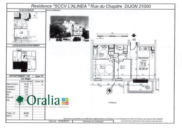 Appartement · Location Dijon (21000) 3 pièces · 53m²