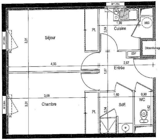 Appartement 2 pièces - 44300 Nantes -  Bourgeonnière-Petit Port