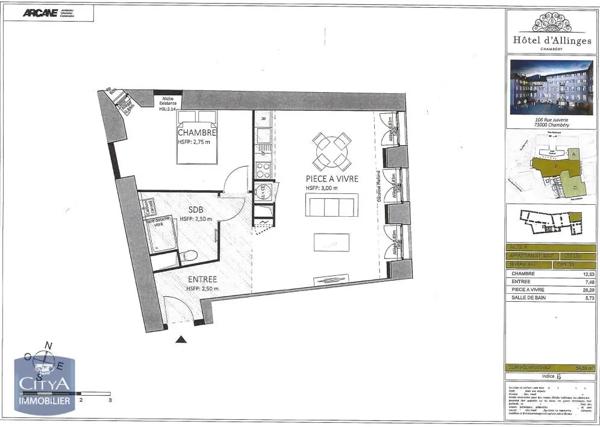 Appartement à louer 2 pièces 53.06m² Chambéry (73000)