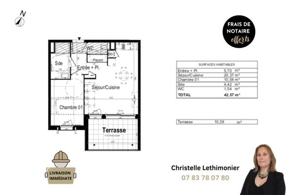 2 Pièces ·  42,57 m² · Dinard 35800 · Terrasse + Parking