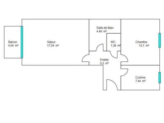 Appartement T2 à vendre  2 pièces - 47,82 m 2   LA BAULE  - 44