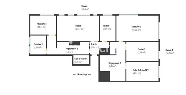 Appartement 4 pièces - 108 m² Exclusivité efficity