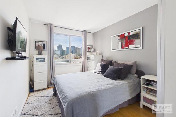 Vue SEINE, ÎLE DE LA JATTE et TOUR EIFFEL. Balcon, cave et box.