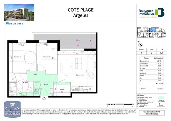 Appartement à louer 3 pièces 62.2m²