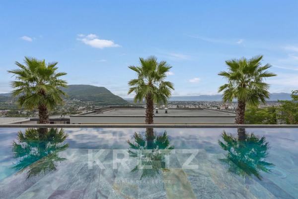 VÉTRAZ-MONTHOUX – VILLA PRESTIGE VUE GENÈVE & PISCINE À DÉBORDEMENT