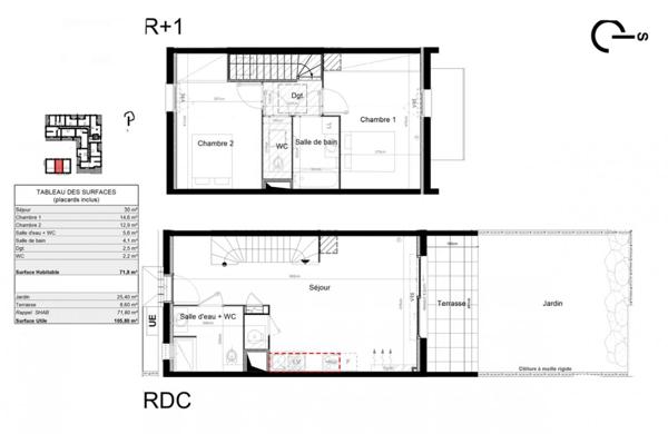 Maison de 72 m², doté d'un jardin spacieuse exposée Sud