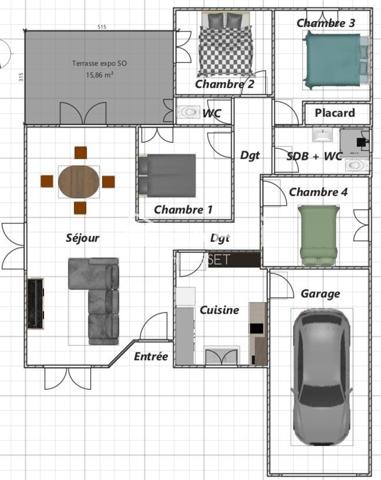 A vendre Maison 5 pièces propre et saine de plain pied