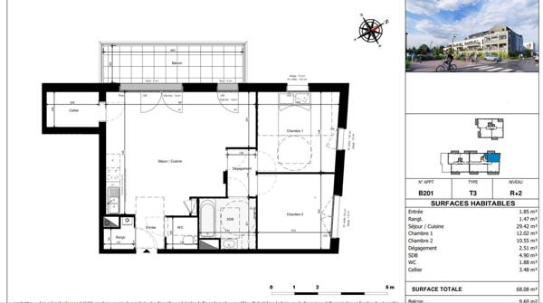 A VENDRE Appartement de type 3 en plein bourg de Saint Sylvain d'Anjou