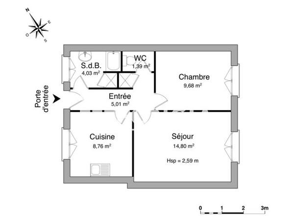 Location Appartement 2 pièces 43.7 m² - 15 RUE MONDESIR Montauban 82000