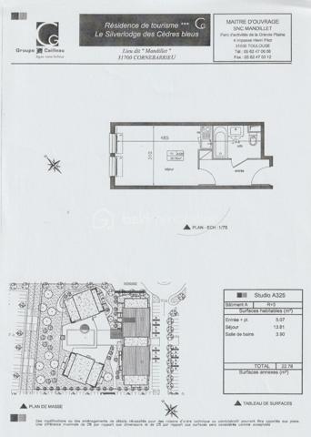 Dans une résidence de tourisme d'affaires de 2011 avec piscine, située à proximité de l'Aéroconstellation, du MEETT et de la Clinique des Cèdres, investissez dans ce T1 meublé d'environ 23m2, situé au 3ème étage. Sous contrat de bail commercial avec la société Appart'city, ce bien vous générera un loyer garanti de 3.894€ HT par an, soit une rentabilité brute garantie de 8,28%. Vous souhaitez vous construire un patrimoine sécurisé et/ou créer un complément de revenu retraite garanti, alors ce bien est fait pour vous. Statut LMNP avec amortissement possible. Photos d'un bien type. A SAISIR !!!