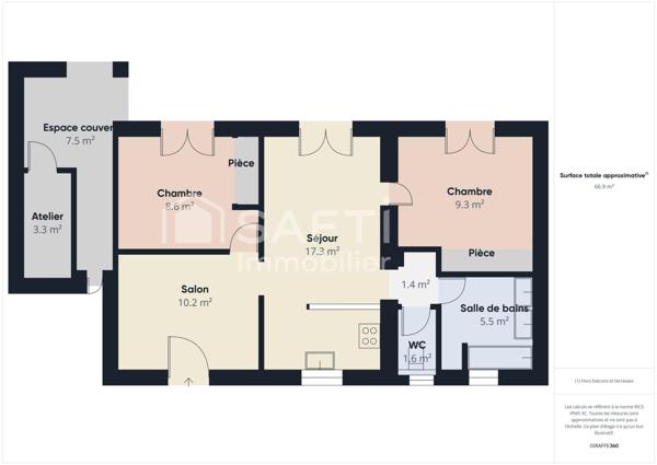 Maison 3 pièces 56 m² à Pessac (33600)