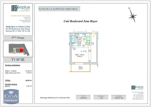 Appartement à louer 1 pièce 26.6m² Tours (37000)