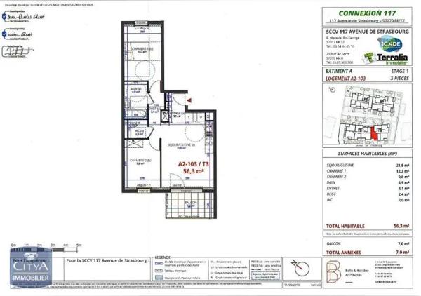 Appartement à louer 3 pièces 56.3m² Metz (57050)