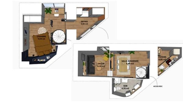 Bureau Local de 44m² en duplex + 11m²Reserve/Cave 11m² - Nantes centre 204 000 € H.A.I.*