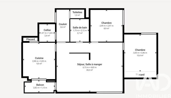 Appartement à vendre 3 pièces 70 m² Toulouse