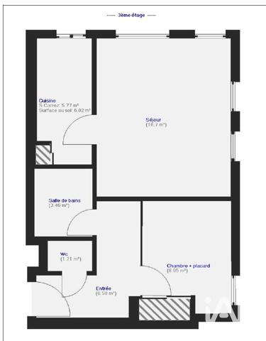 Appartement à vendre 2 pièces 44,67 m² Vitry-sur-Seine